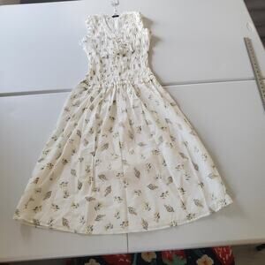 Rails Dress Womens Small White Yellow Amaryllis Dion Floral Smocked Midi Summer